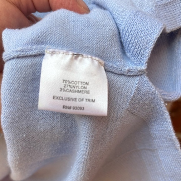 Tyler Boe Womens Small Cashmere Blend Blue Coel Neck Sweater Patch Sleeves - Picture 6 of 9